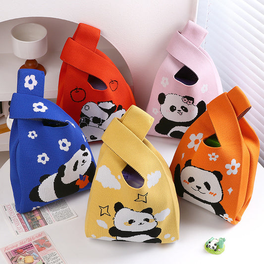 Daily Leisure Cute Panda Grandpa Polyester Handbags