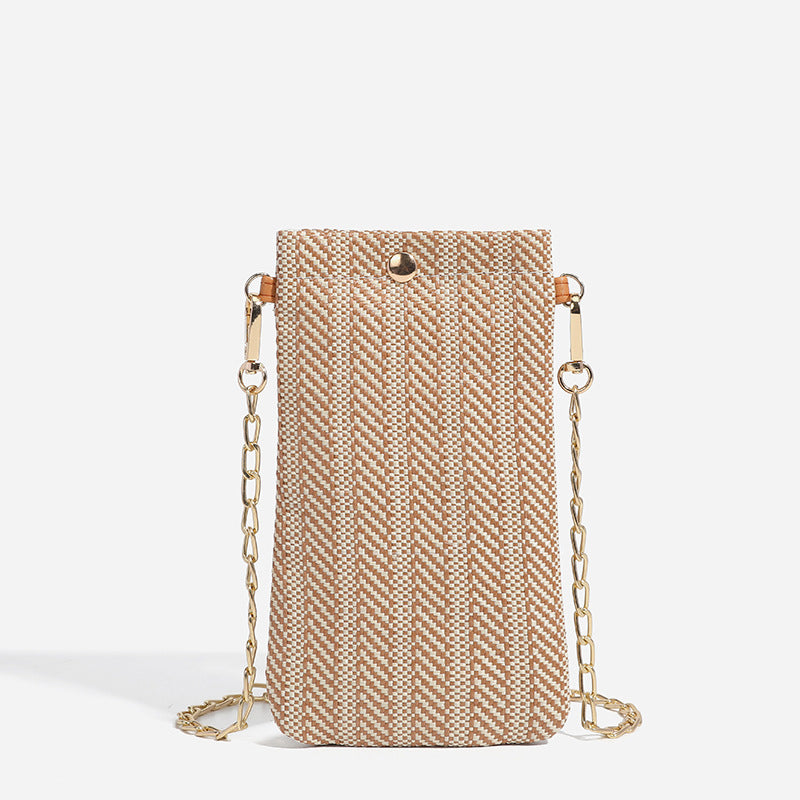 Women's Summer Beach Woven Vertical Mobile Straw Bags