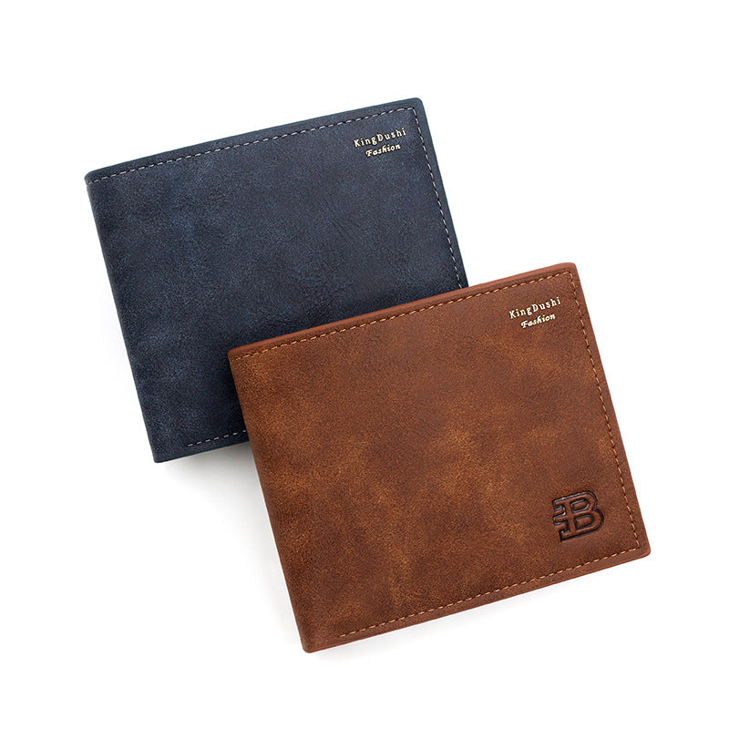 Men's Short Horizontal Frosted Vintage Broken Sier Men's Wallets