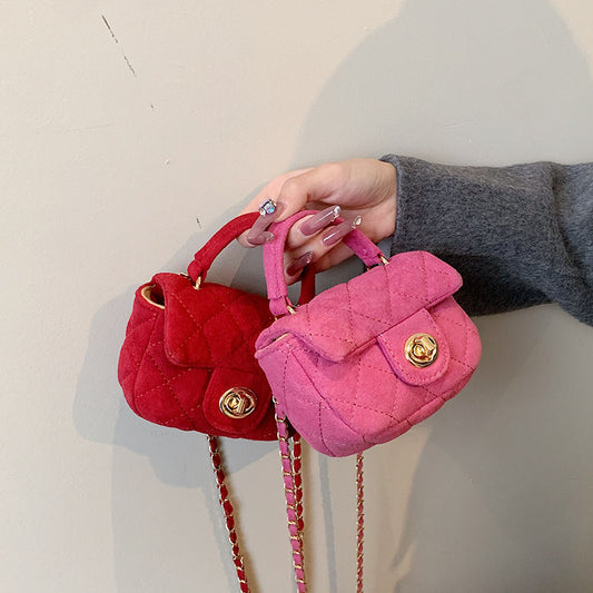 Sacs à bandoulière pour enfants en cuir de cerf princesse de style occidental avec chaîne en losange pour enfants