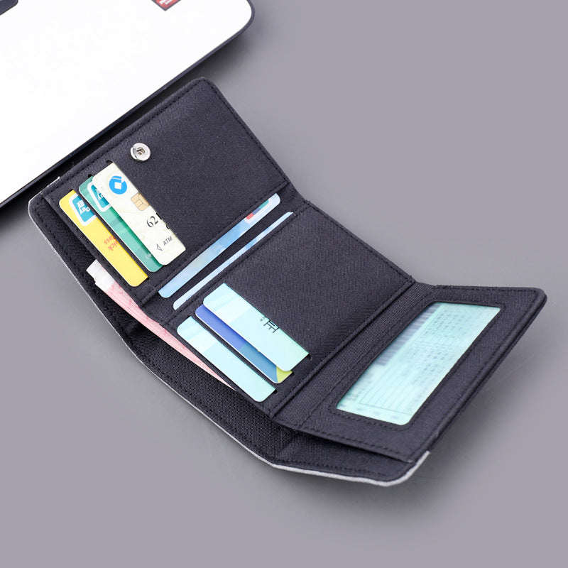 Men's Short Three Fold Denim Contrast Color Men's Wallets