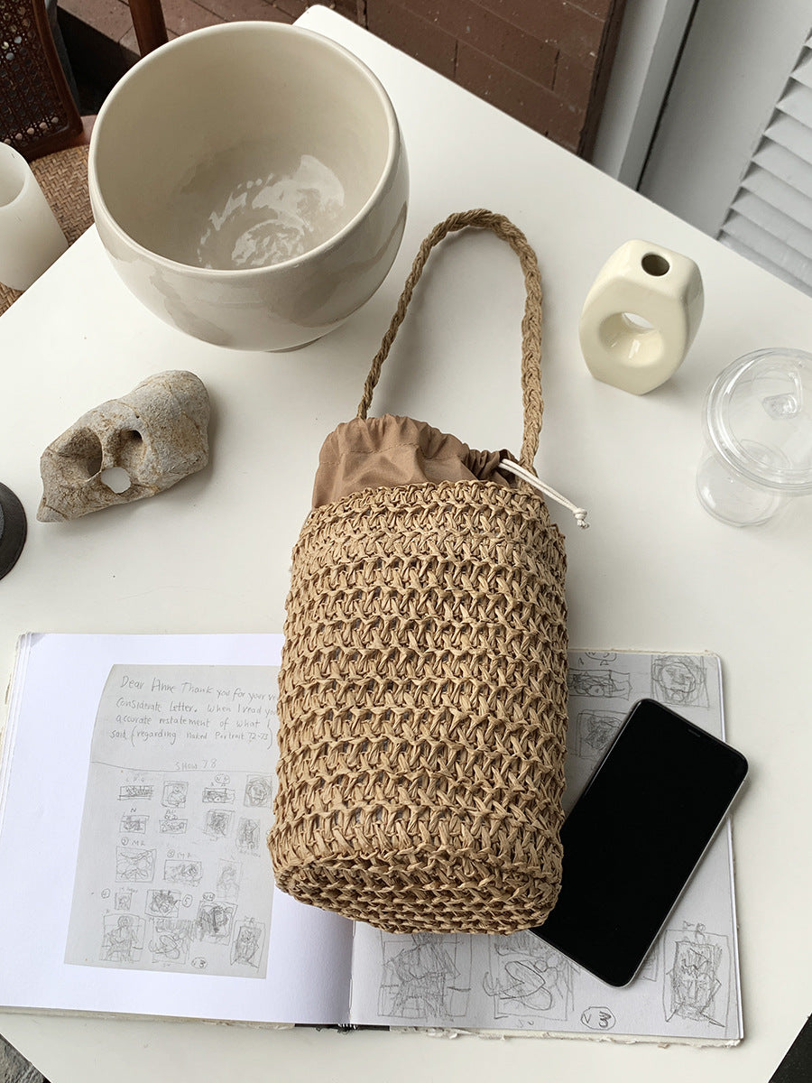 Women's Summer Niche Straw Woven Bucket Weaving Shoulder Bags