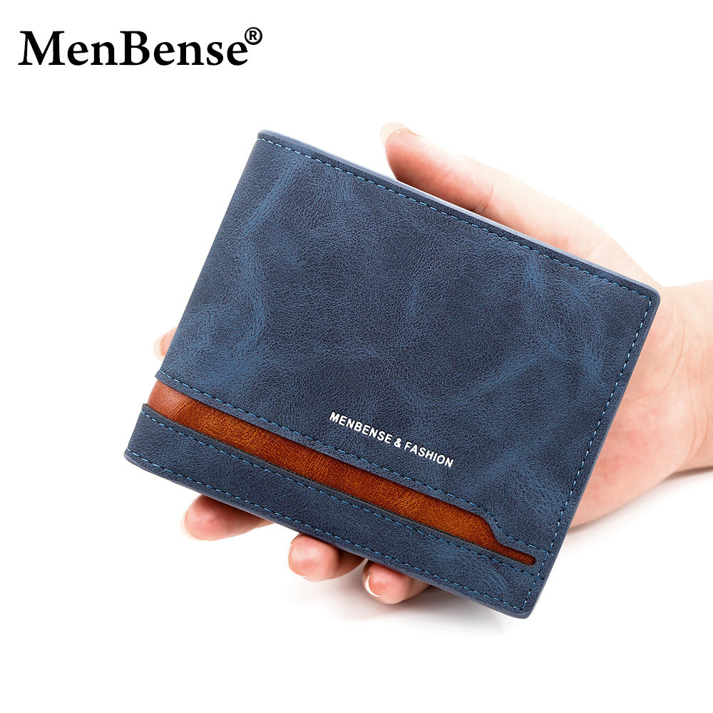 Men's Retro Patchwork Contrast Color Horizontal Version Men's Wallets