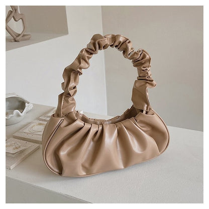 Women's Pleated Cloud Fresh Stylish Solid Color Large Handbags