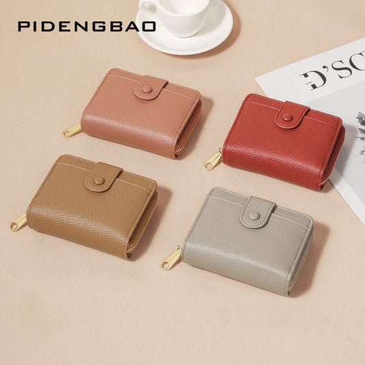 Women's Zipper Short Fashion Solid Color Litchi Ladies Wallets