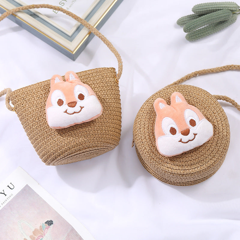 Children's Small Cartoon Doll Cute Straw Woven Children's Coin Purse