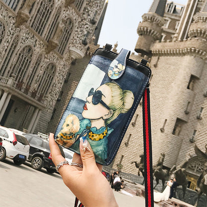 Women's Style Printed Cartoon Mobile Vertical Phone Bags