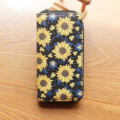 Women's Source Sunflower Printed Single Zipper Van Gogh Ladies Wallets