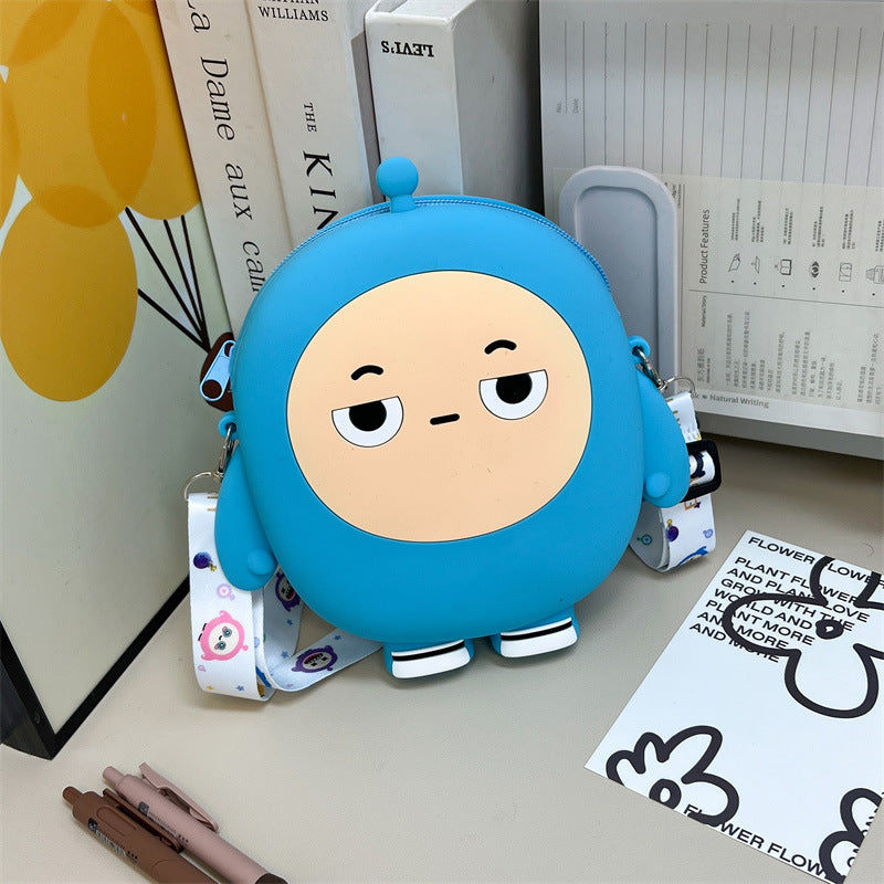 Poupée d'oeuf de dessin animé pour enfants en silicone mignon rangement porte-monnaie pour enfants