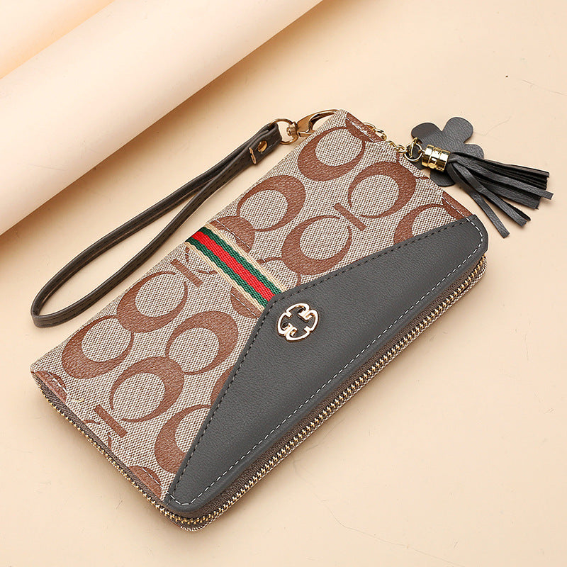 Women's Zip Clutch Long Double Layer Mobile Ladies Wallets