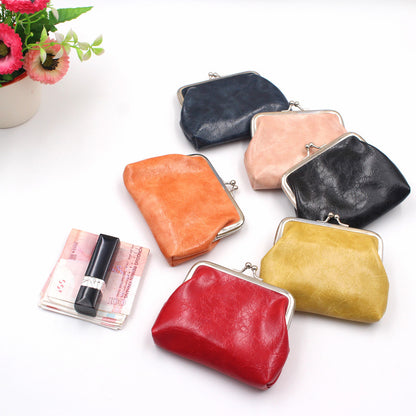 Women's Wax Leather Inch Short Small Clutch Coin Purses