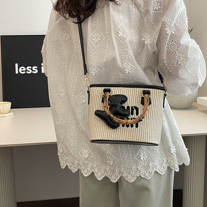 Women's Popular Trendy Beach Fashionable Knitted Shoulder Bags