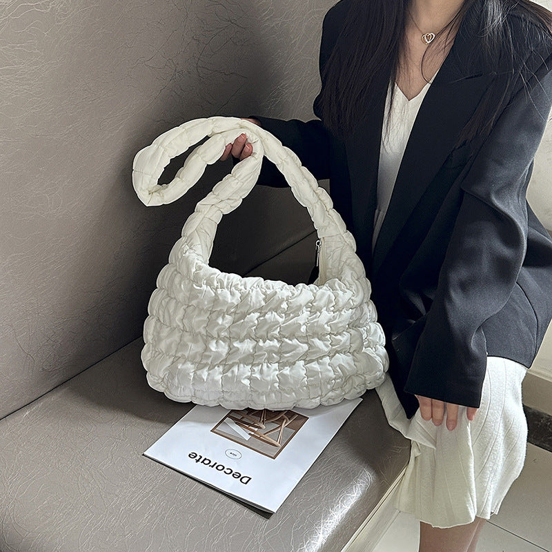 Women's Pleated Cloud Cotton Jacket Commuter Bubble Crossbody Bags