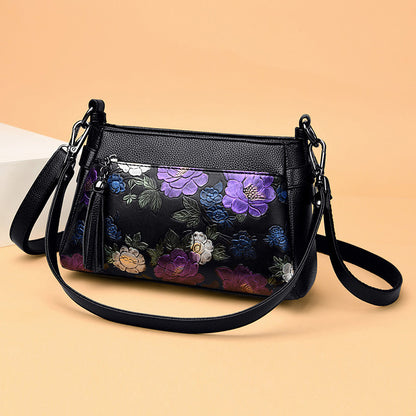 Women's Soft Leather Pouch Printed Mother-in-law Portable Crossbody Bags