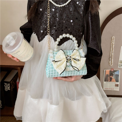 Fashion Autumn Pearl Cute Bow Mini Children's Shoulder Bags