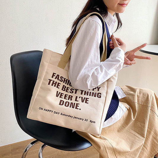 Women's Fashion Canvas Artistic Letter Printing Bags