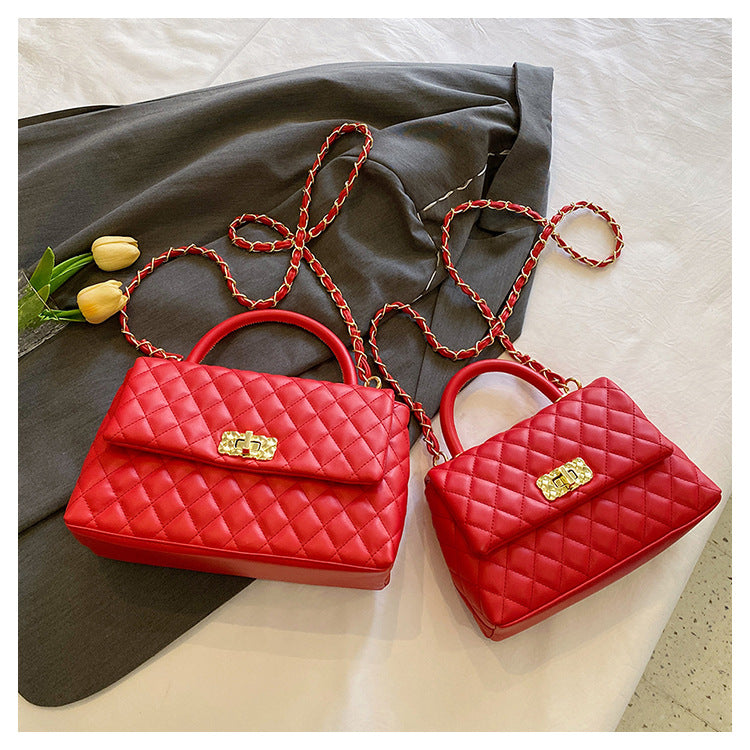 Women's Exquisite Texture Rhombus Embroidery Line Small Handbags