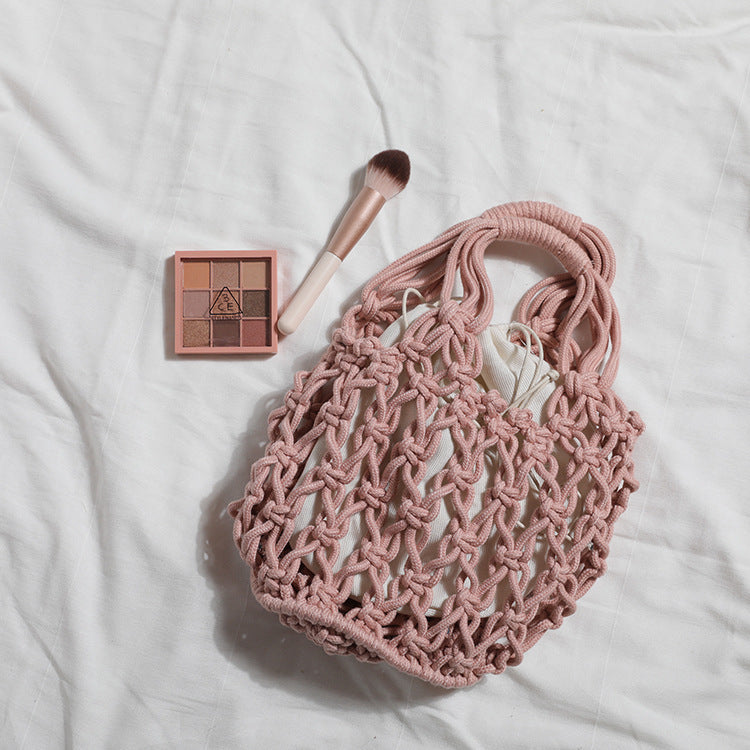 Women's Woven Portable Mesh Straw Beach Hollowed Handbags