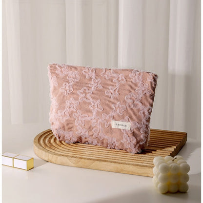 Corduroy Lace Three-dimensional Embroidery Skin Care Handbags