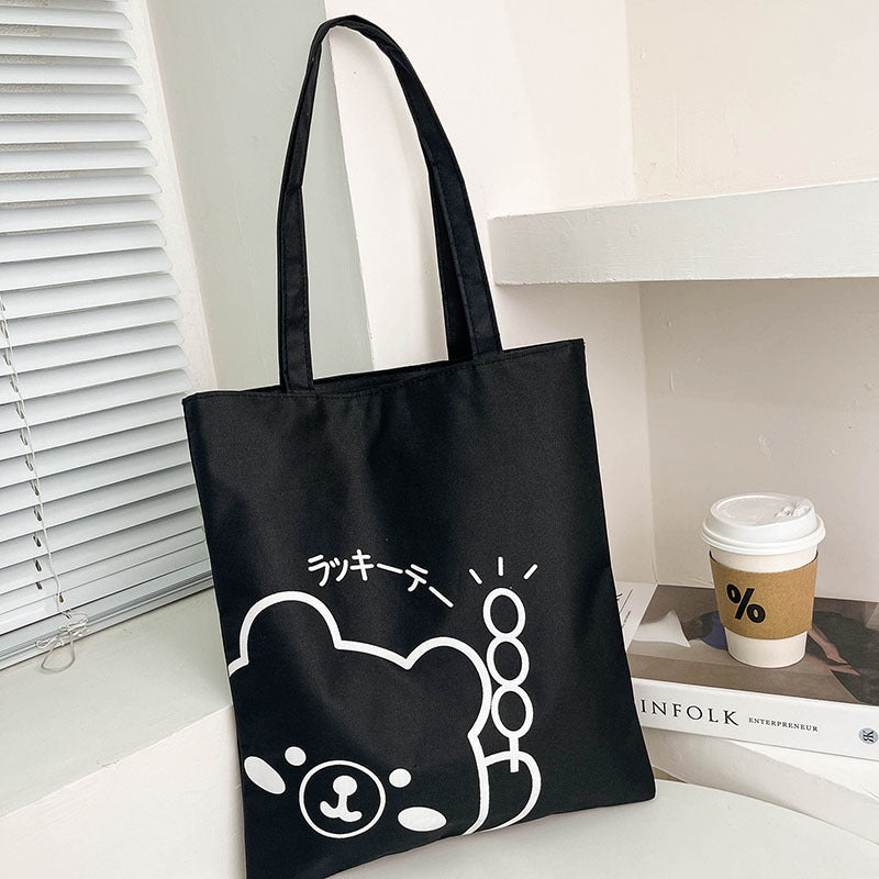 Women's Style Large Capacity Canvas Winter Cartoon Shoulder Bags