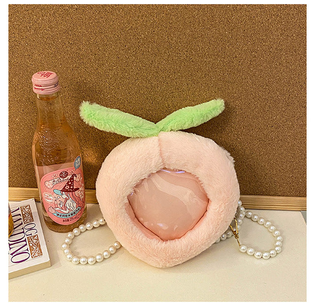 Sacs à bandoulière en peluche mignons de fruits de dessin animé ananas fraise pêche