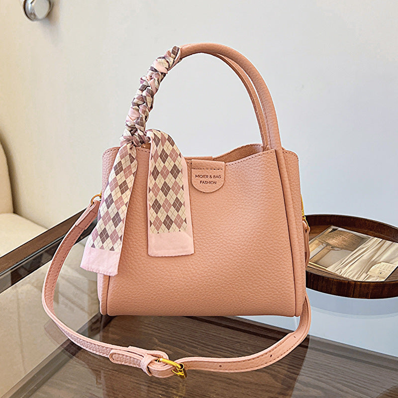 Women's High-grade Soft Leather Bucket Vegetable Basket Handbags