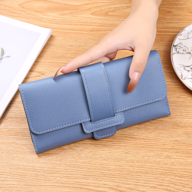 Women's Long Three-fold Flip Korean Style Fresh Ladies Wallets