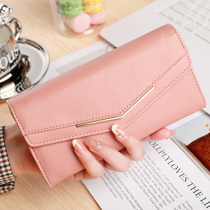 Women's Stitching Fashion Leather Korean Style Oil Ladies Wallets