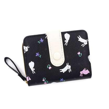 Style Fresh Cute Bunny Pattern Printing Large Capacity Ladies Wallets