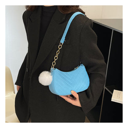 Women's Trendy Fur Ball Fresh Retro Graceful Shoulder Bags