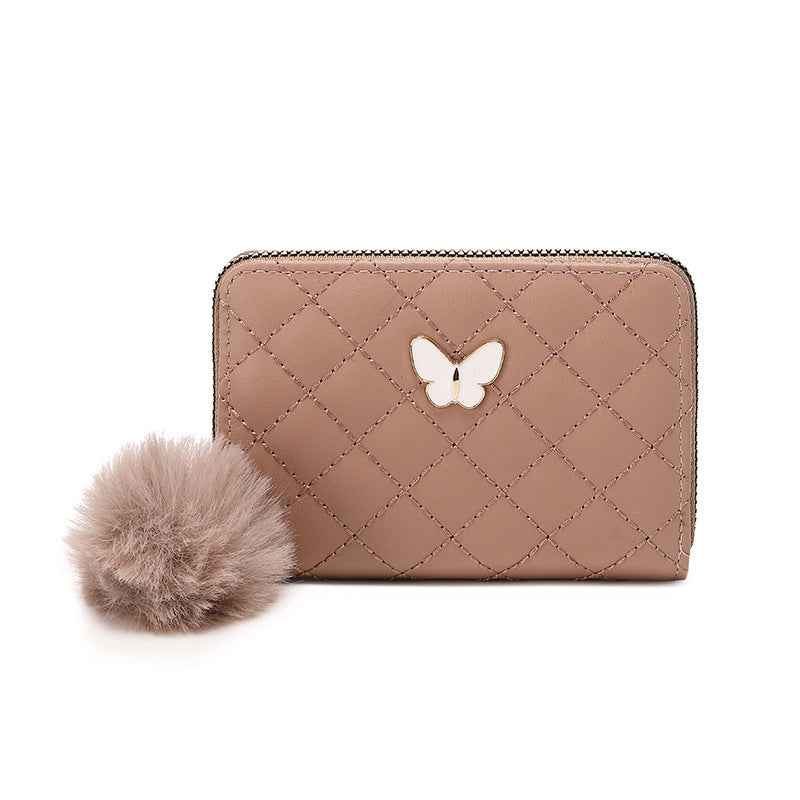 Embroidered Diamond Butterfly Decorative Fur Ball Handbags