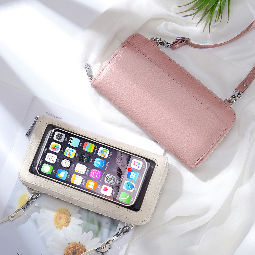 Women's Leather Mini Simple Touch Screen Stylish Phone Bags