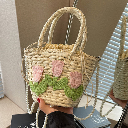 Women's Hand-woven Straw Woven Seaside Vacation Beach Handbags