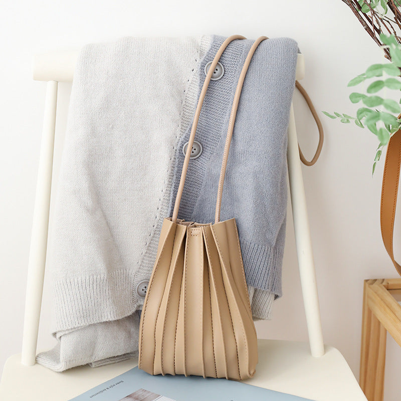 Pleated Korean Simple Mini Western Style Crossbody Bags