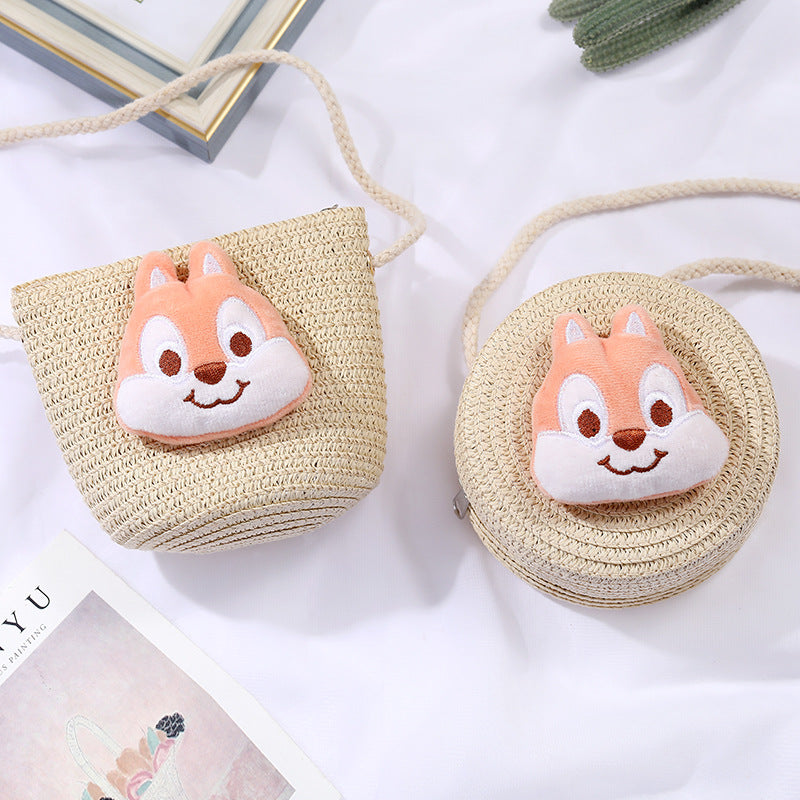 Children's Small Cartoon Doll Cute Straw Woven Children's Coin Purse