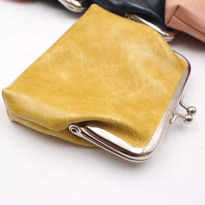 Women's Wax Leather Inch Short Small Clutch Coin Purses