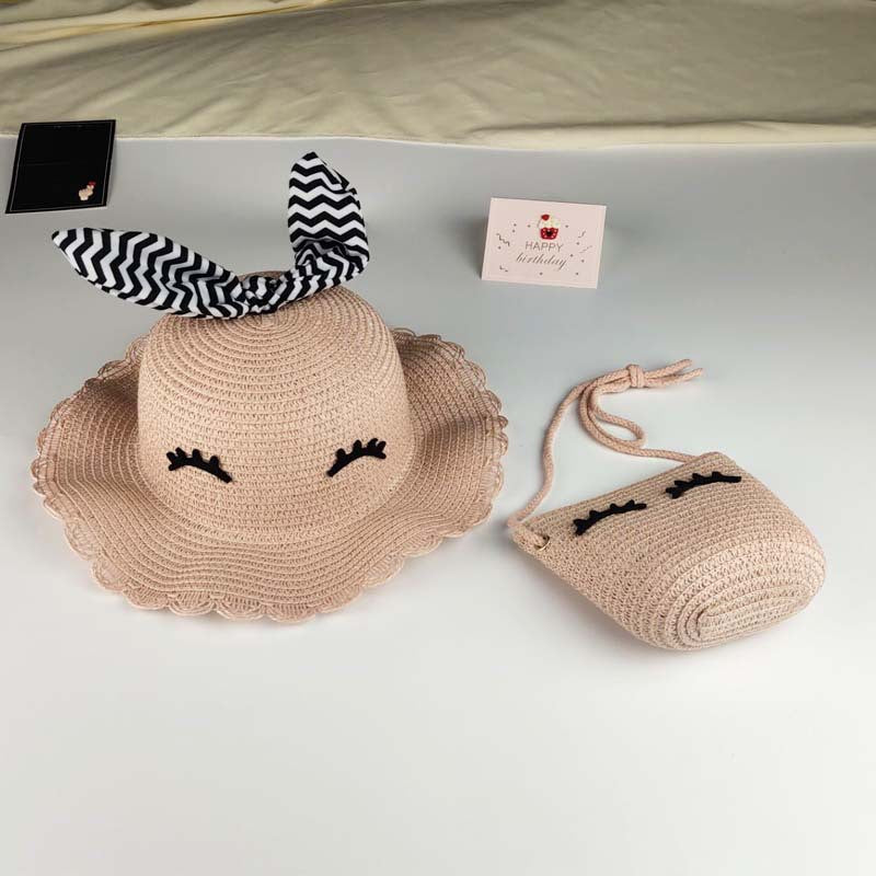 Ensemble de chapeaux tissés tendance pour enfants, mini sacs à bandoulière à fleurs pour enfants