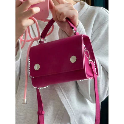 Women's Rose Red Pink Small Square Summer Crossbody Bags