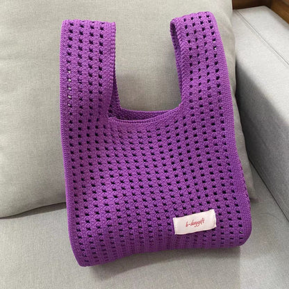 Women's Hollow Knitted Niche Personality Tote Open Bags