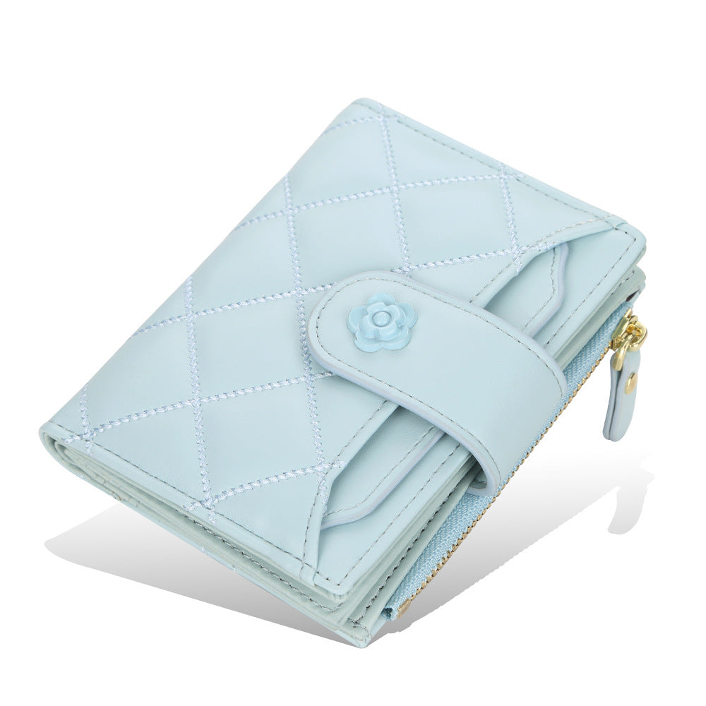 Women's Vertical Multiple Slots Short Diamond Pattern Card Holder