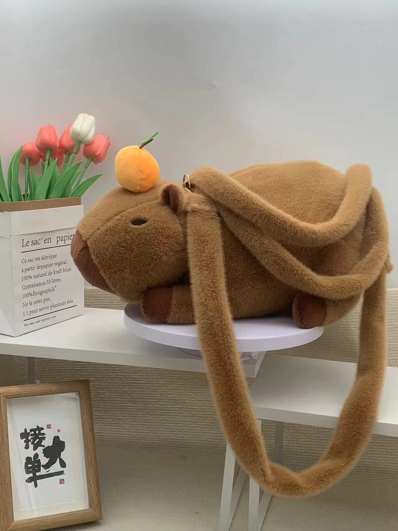 Poupée en peluche Capybara mignonne, jouet de personnalité, sacs à bandoulière pour enfants