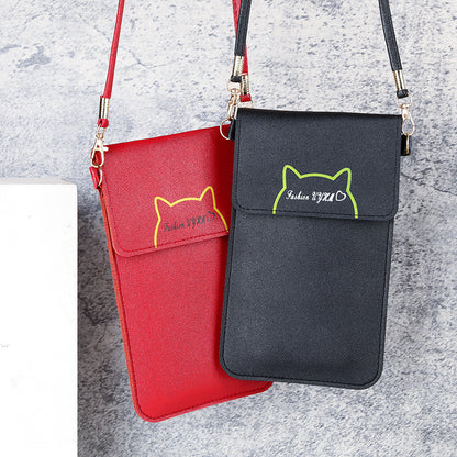 Women's Fashion Leather Touch Screen Mobile Retro Phone Bags