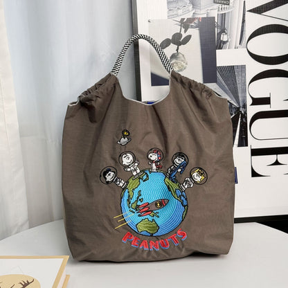 Car Embroidered Shopping Large Capacity Nylon Handbags