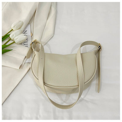 Women's Korean Style Niche Crescent Underarm Fashion Litchi Bags