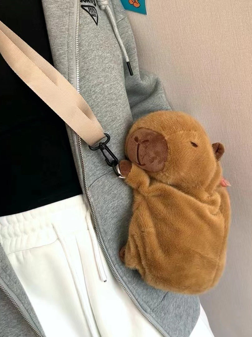 Capybara Lying Plush Cute Doll Puppet Crossbody Bags