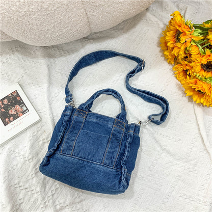 Sacs rétro simples en denim délavé de couleur pure