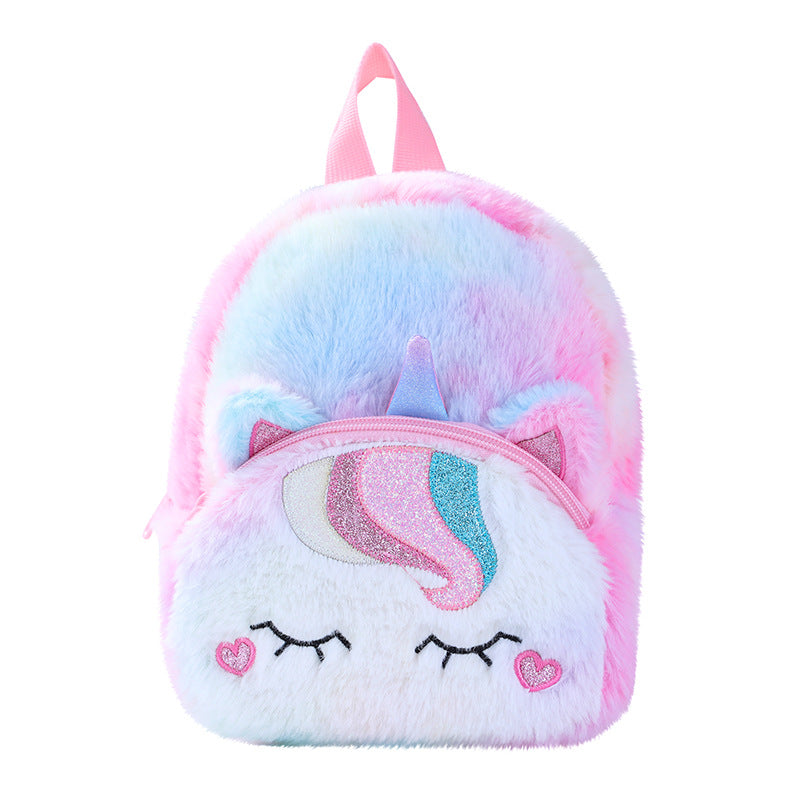 Sacs d'école pour adolescents en peluche avec licorne de dessin animé mignon pour les loisirs des élèves du primaire