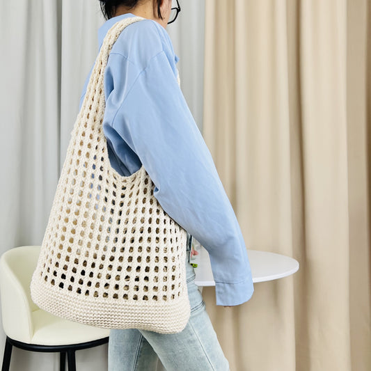 Fashion Tote Beach Knitted Hollow Woven Shoulder Bags