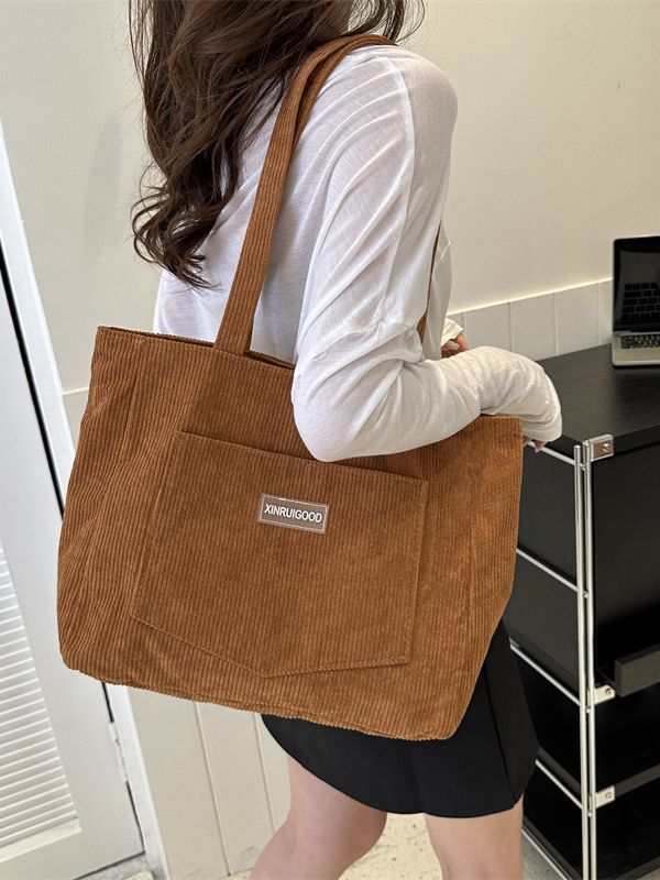 Women's Large Capacity Fashion Corduroy Mori Style Tote Bags