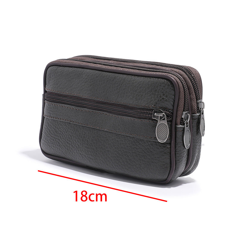 Men's Genuine Leather Hanging Construction Site Work Phone Bags